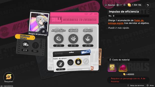 Neverness to Everness - C�mo mejorar y desbloquear las habilidades de apoyo de los personajes