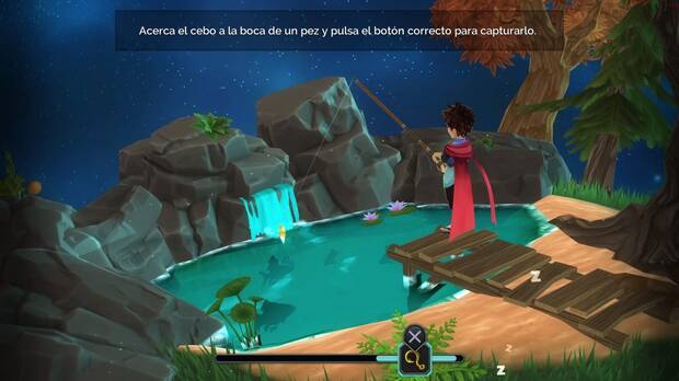 La pesca es dificililla porque hay que apretar un bot�n cuando la barra pasa por una zona determinada y, sobre todo con la primera ca�a, aquella avanza deprisa.