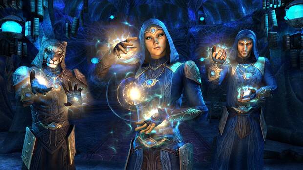 La magia de los Psijic se basa en el control del tiempo y tendr� tonos amarillos y azules.