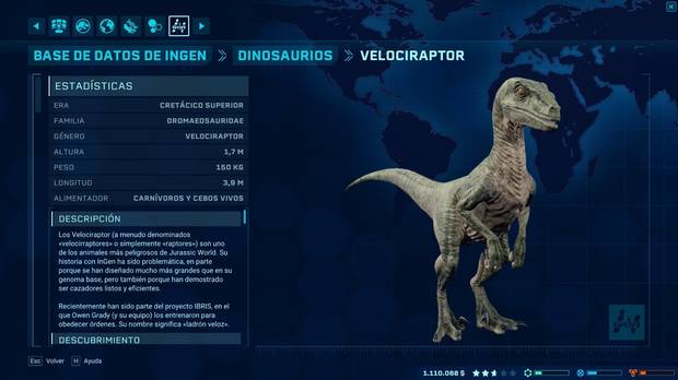 El t�tulo cuenta con una complet�sima enciclopedia repleta de datos y curiosidades sobre los dinosaurios y la saga en general.