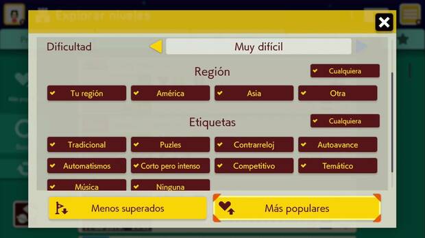 Gracias a las b�squedas detalladas podremos encontrar niveles que se ajusten a nuestras preferencias con mayor facilidad.