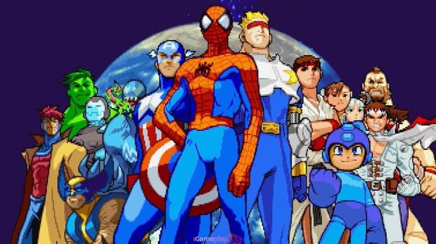 Capcom fue apuntando cada vez m�s alto. En lugar de centrarse en sagas concretas, coloc� a tantos personajes de Marvel y de su propio acu�o en este t�tulo de lucha.