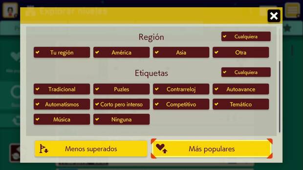 Las etiquetas y los nuevos filtros facilitan much�simo la b�squeda de niveles.