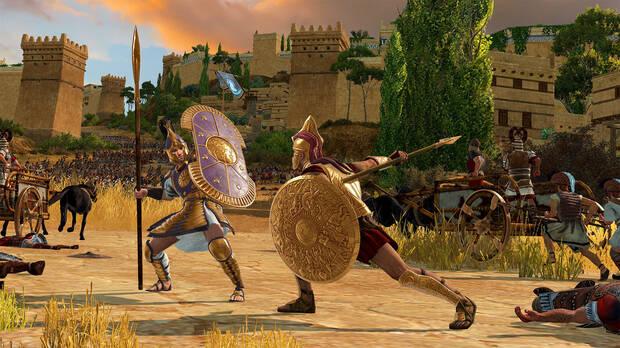 Combate entre H�ctor y Aquiles, dos de los h�roes m�s poderosos que podremos controlar en 'Total War Saga: Troy'.