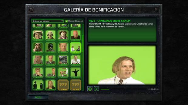 Conforme vamos completando misiones desbloqueamos escenas eliminadas de las grabaciones originales de las escenas cinematogr�ficas a las que podemos acceder desde una galer�a.
