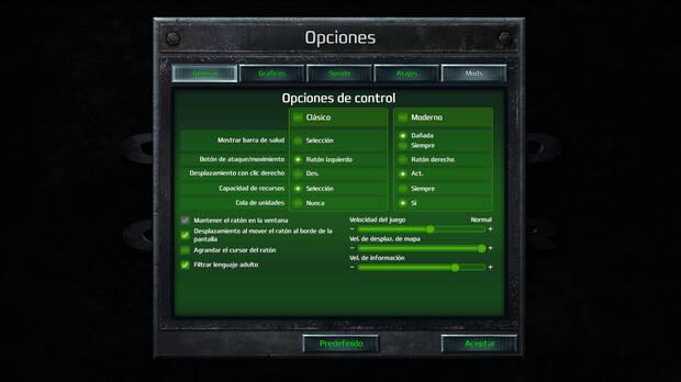 El men� del juego es muy completo, permiti�ndonos ajustar la experiencia con modos de control m�s modernos, u optando por lo m�s cl�sico.