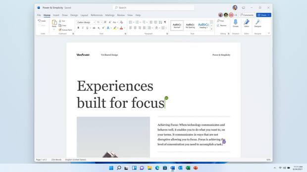 Nuevo Microsoft Word en Windows 11.