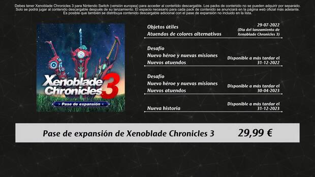 Informacin del pase de expansin de Xenoblade Chronicles 3.