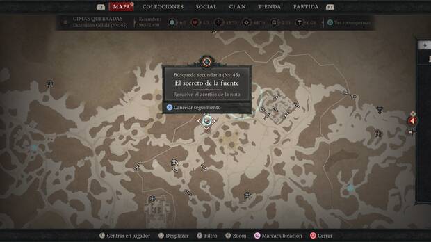 Diablo 4 - Localización del secreto de la fuente