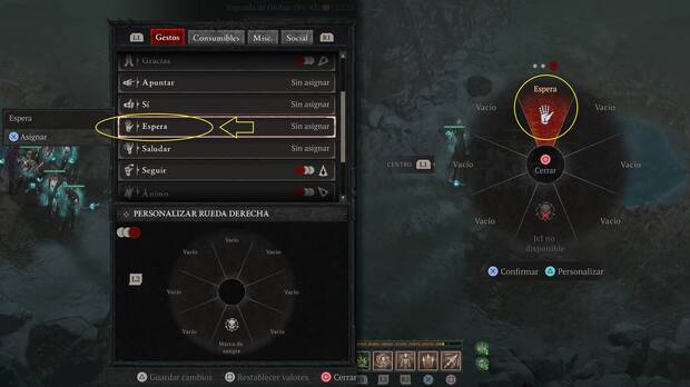 Diablo 4 - Asignar el gesto espera para resolver el acertijo del secreto de la fuente