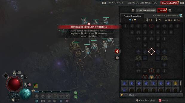 Diablo 4 - Contenidos del endgame: Panel de Leyenda y Glifos