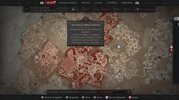 Diablo 4 - Encontrar una Marea infernal en el mapa