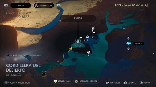 Star Wars Jedi: Survivor - Localización en el mapa del enemigo legendario Skriton dorado