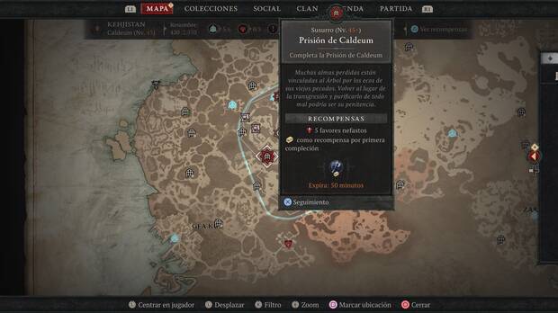 Diablo 4 - Ejemplo de misión de susurro para ganar favores nefastos