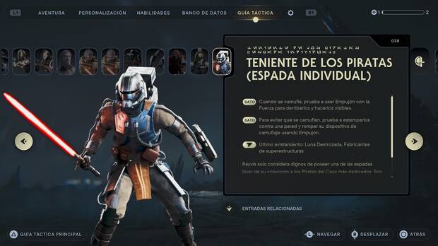 Star Wars Jedi: Survivor - Escáner del enemigo Teniente de los piratas (Espada individual)