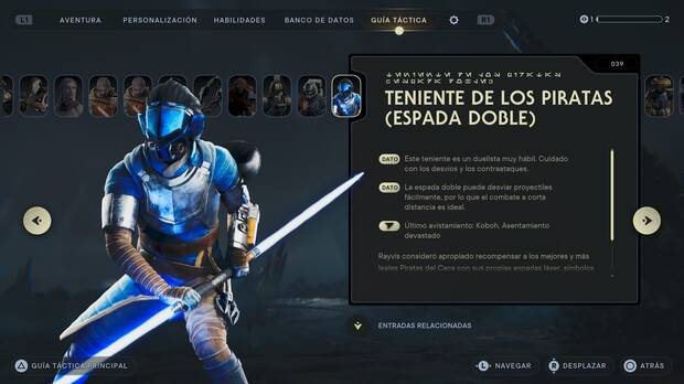 Star Wars Jedi: Survivor - Escáner del enemigo Teniente de los piratas (Espada doble)