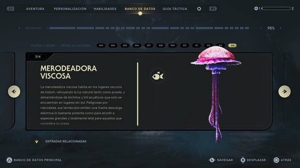 Star Wars Jedi: Survivor - Ficha de datos del Pez Merodeadora viscosa