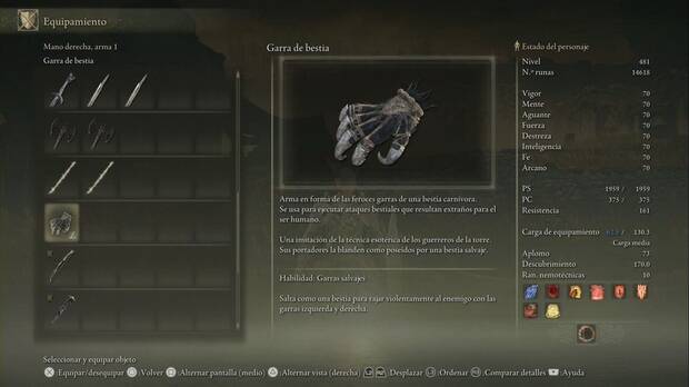 Elden Ring: Shadow of the Erdtree - Armas: Garra de bestia