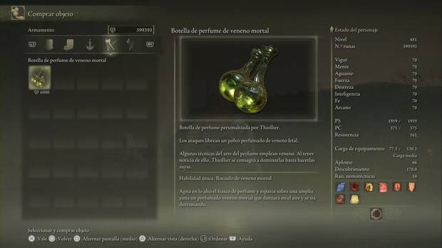 Elden Ring: Shadow of the Erdtree - Botella de perfume de veneno mortal