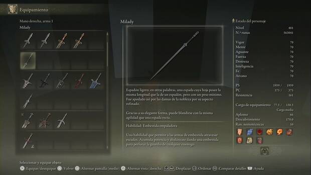 Elden Ring: Shadow of the Erdtree - Espadones ligeros: Milady