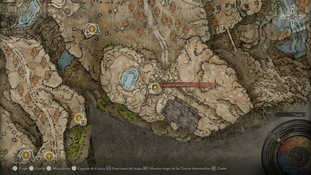 Elden Ring: Shadow of the Erdtree - Altiplano Sombrío: ubicación del lugar de Gracia Calzada de Moorth, sur