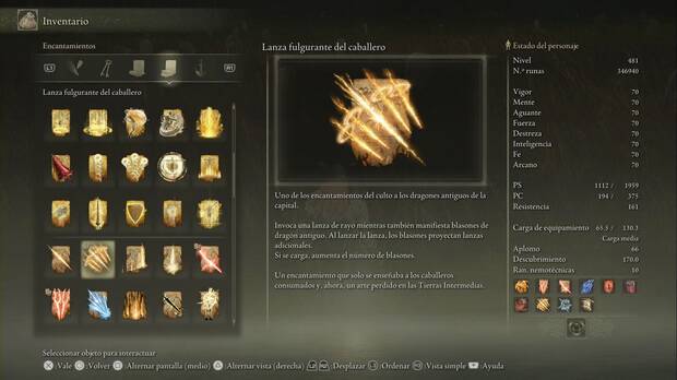 Elden Ring: Shadow of the Erdtree - Ruinas de Rauh: Lanza fulgurante del caballero
