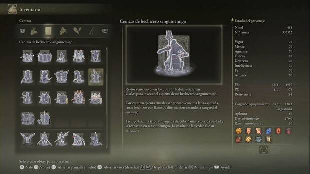Elden Ring: Shadow of the Erdtree - Cenizas de hechicero sanguinemigo