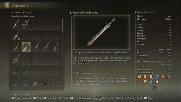 Elden Ring: Shadow of the Erdtree - Espada en funda de piedra