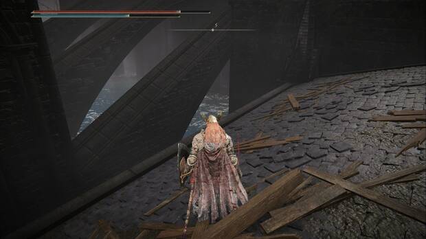 Elden Ring: Shadow of the Erdtree - Fortaleza Sombra: arco de piedra por el que subir desde los tejados inundados del distrito de la iglesia