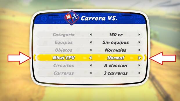 Mario Kart World - Personalizar el nivel de dificultad en modos Carrera VS. y Batalla