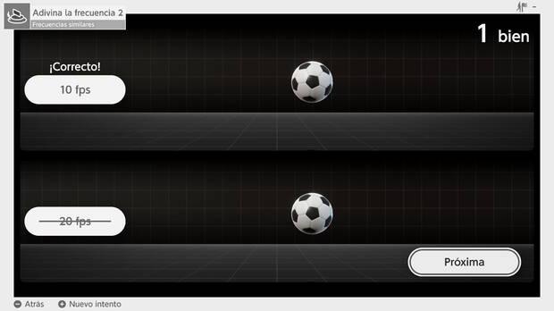 Esta prueba es muy curioso, y te desafía a que aciertes el 'framerate' al que se mueves el objeto que pasa por la pantalla, que en Switch 2 puede ser hasta 120 FPS.
