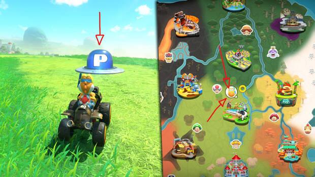 Mario Kart World - Misiones con de interruptores P con naves ovnis