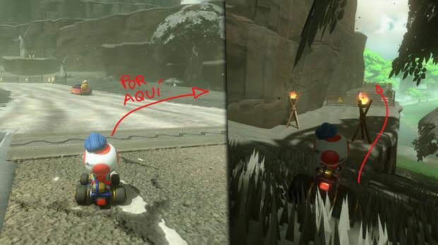 Mario Kart World - Sendero que conduce al área 51 con una nave ovni