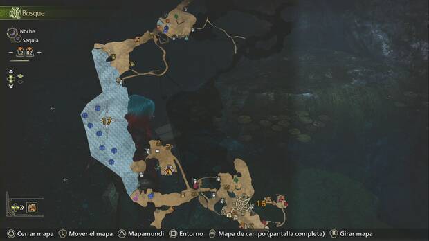 Monster Hunter Wilds - Misiones de pesca, zona 17 del Bosque Escarlata