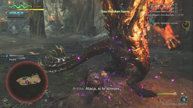 Monster Hunter Wilds - Cómo conseguir a Akuma, menú de combate de Akuma