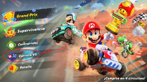 Mario Kart World - Jugar carreras de 3 vueltas en el modo Carrera VS