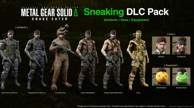 Metal Gear Solid Delta - Algunos de los nuevos camuflajes, incluidos en uno de los DLCs