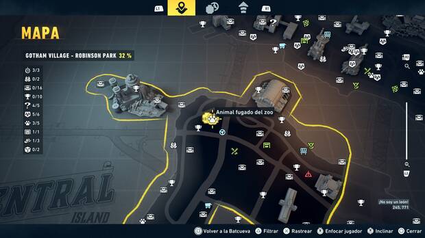 LEGO Batman: El Legado del Caballero Oscuro - Localizaci�n en el mapa del animal fugado del zoo 04 en Gotham Village - Robinson Park