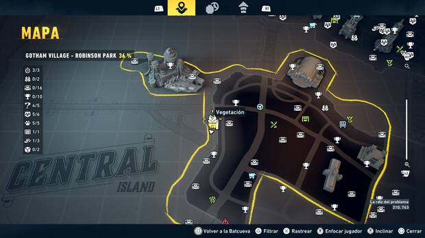 LEGO Batman: El Legado del Caballero Oscuro - Localizaci�n en el mapa de la planta de vegetaci�n 01 en Gotham Village - Robinson Park