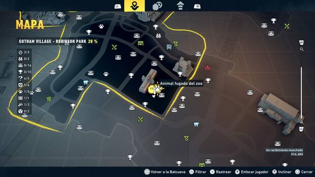 LEGO Batman: El Legado del Caballero Oscuro - Localizaci�n en el mapa del animal fugado del zoo 02 en Gotham Village - Robinson Park