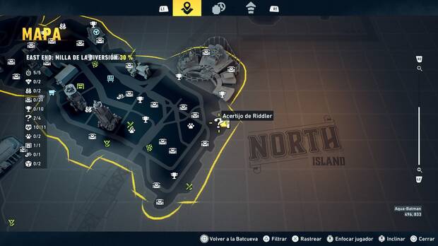 LEGO Batman: El Legado del Caballero Oscuro - Localizaci�n en el mapa del acertijo de Riddler 03 en East End - Milla de la diversi�n