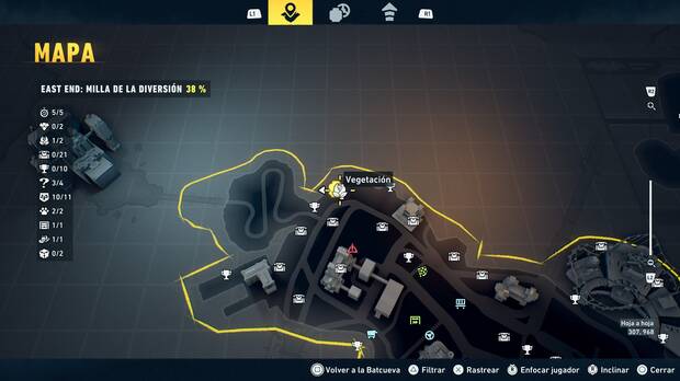 LEGO Batman: El Legado del Caballero Oscuro - Localizaci�n en el mapa de la planta de vegetaci�n 02 en East End - Milla de la diversi�n