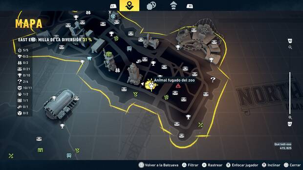 LEGO Batman: El Legado del Caballero Oscuro - Localizaci�n en el mapa del animal fugado del zoo 02 en East End - Milla de la diversi�n