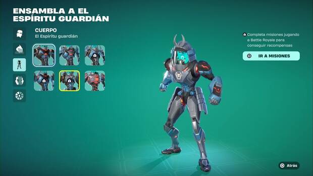 Fortnite Battle Royale - Temporada 3, Capítulo 7; menú de personalización de El espíritu guardián en el menú de taquilla