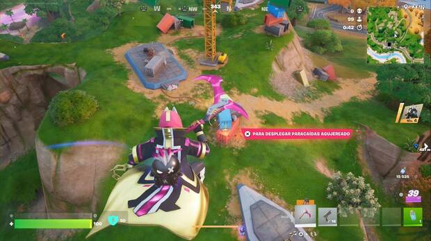 Fortnite Battle Royale - Cambios y novedades del Capítulo 7, Temporada 3; interfaz de Fortnite Battle Royale mostrando el redespliegue del ala delta