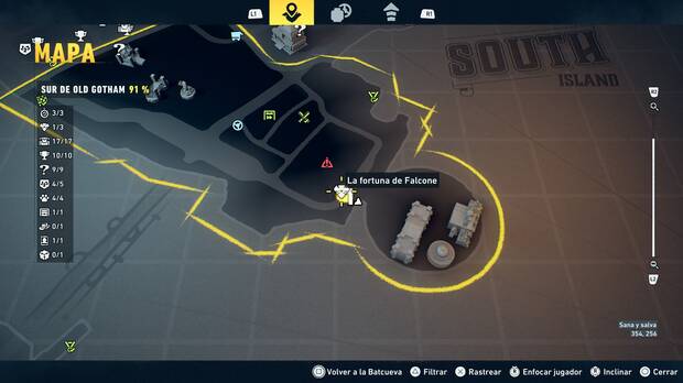 LEGO Batman: El Legado del Caballero Oscuro - Localizaci�n en el mapa de la fortuna de Falcone 02 en Sur de Old Gotham