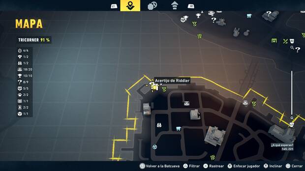 LEGO Batman: El Legado del Caballero Oscuro - Localizaci�n en el mapa del acertijo de Riddler 09 en Tricorner