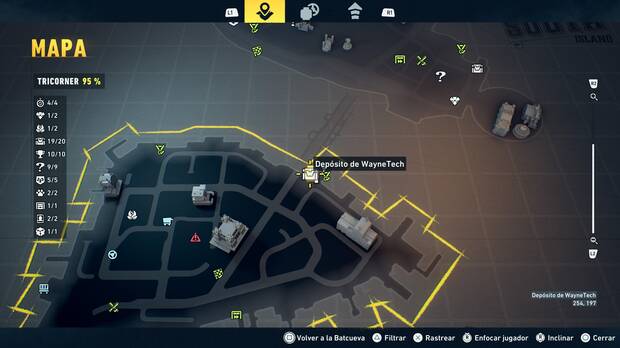 LEGO Batman: El Legado del Caballero Oscuro - Localizaci�n en el mapa del dep�sito de WayneTech 20 en Tricorner