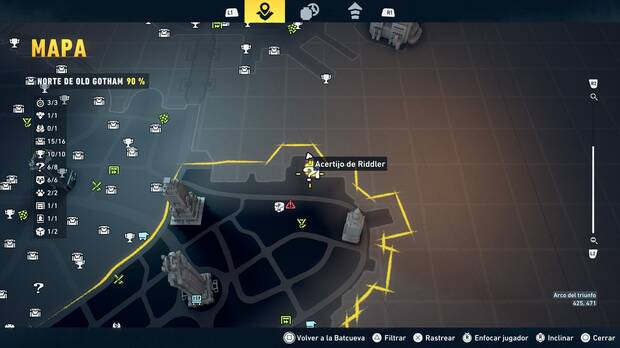 LEGO Batman: El Legado del Caballero Oscuro - Localizaci�n en el mapa del acertijo de Riddler 07 en Norte de Old Gotham