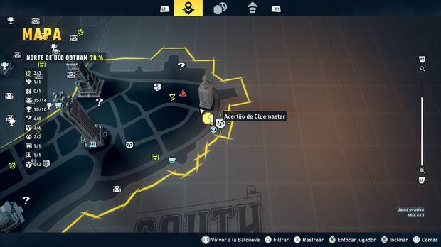 LEGO Batman: El Legado del Caballero Oscuro - Localizaci�n en el mapa del acertijo de Cluemaster 04 en Norte de Old Gotham
